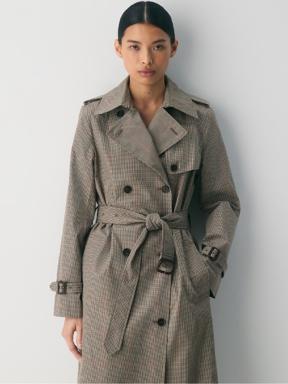 Aritzia The Finch Trench Coat City Twill Plaid - Picture 3 of 13